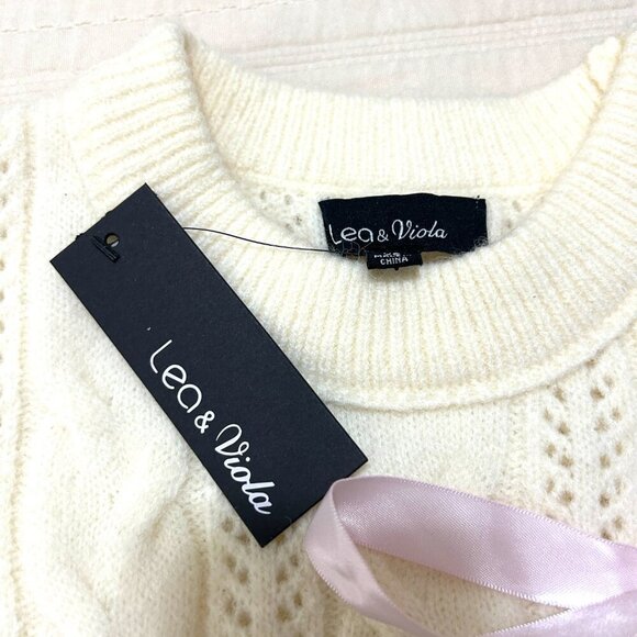 NWT Lea & Viola Bow Cable Knit Sweater - Picture 5 of 5